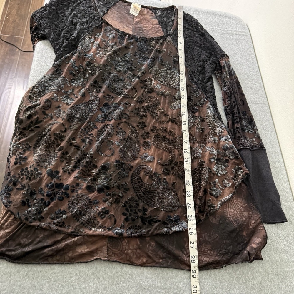 Vintage Marigold LA Velvet Burnout Whimsigoth Dark Fairy Shirt Lace Womens Small - Picture 10 of 11